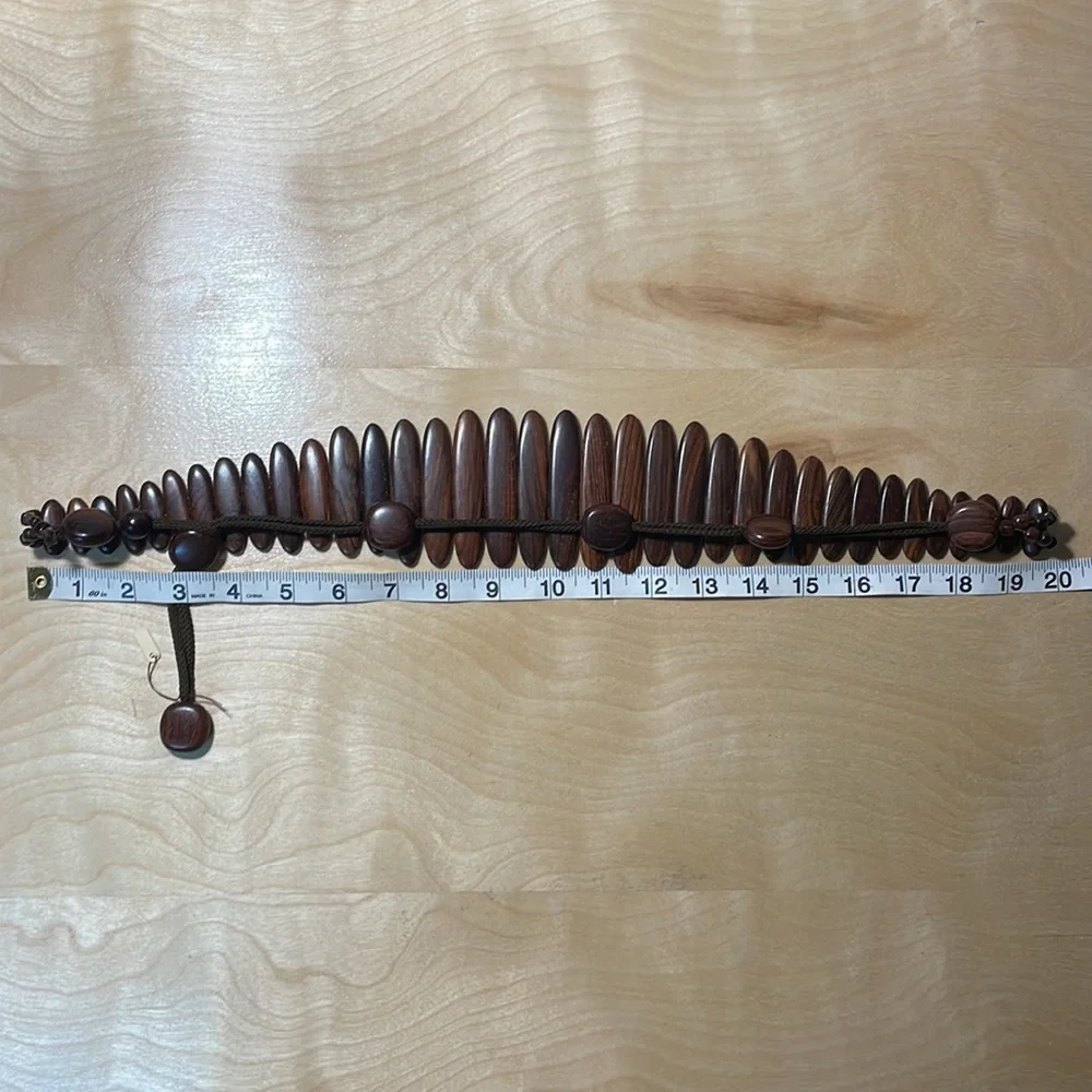 Handcrafted Wood Statement Belt - Brown - Picture 9 of 11